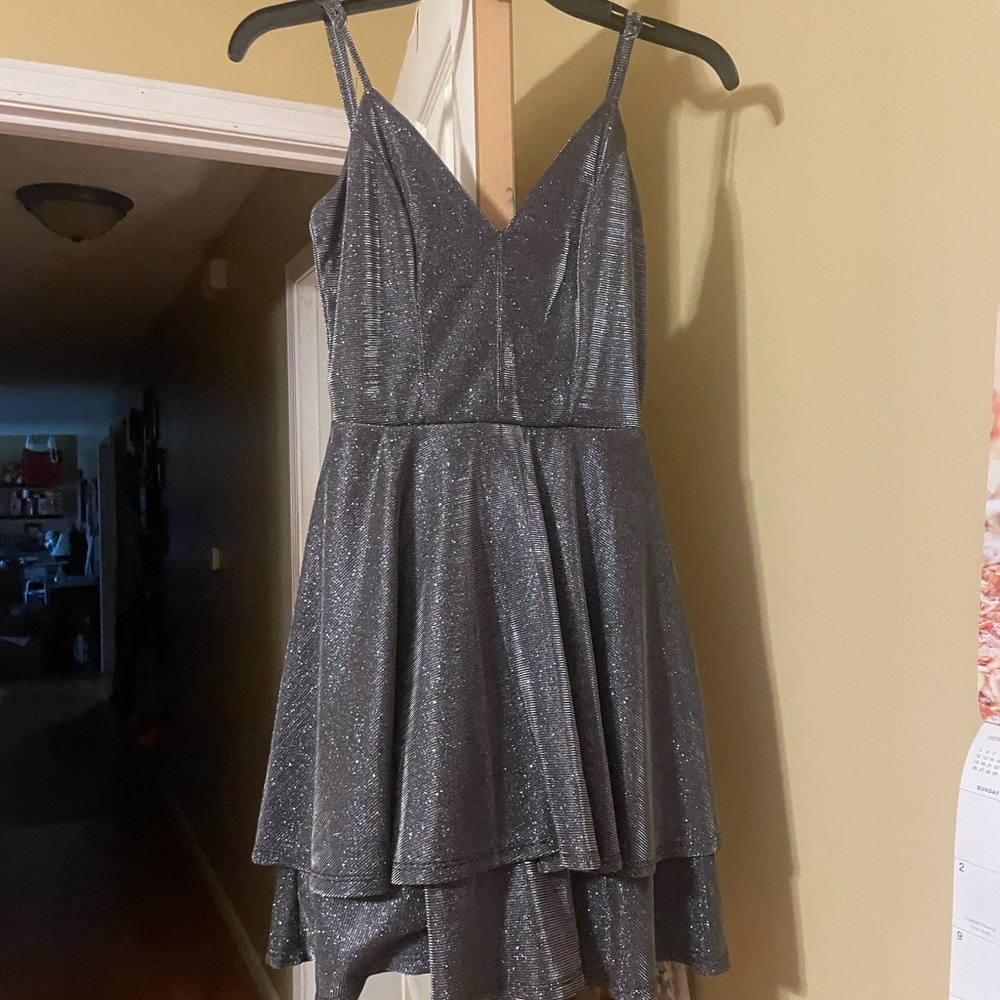 Honey and Rosie Sparkling Black and Silver Mini Dress